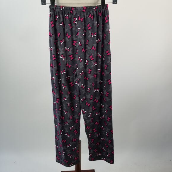 Mayfair Gray Pink White Butterflys Soft Sleep Pants Size Small - Picture 3 of 5